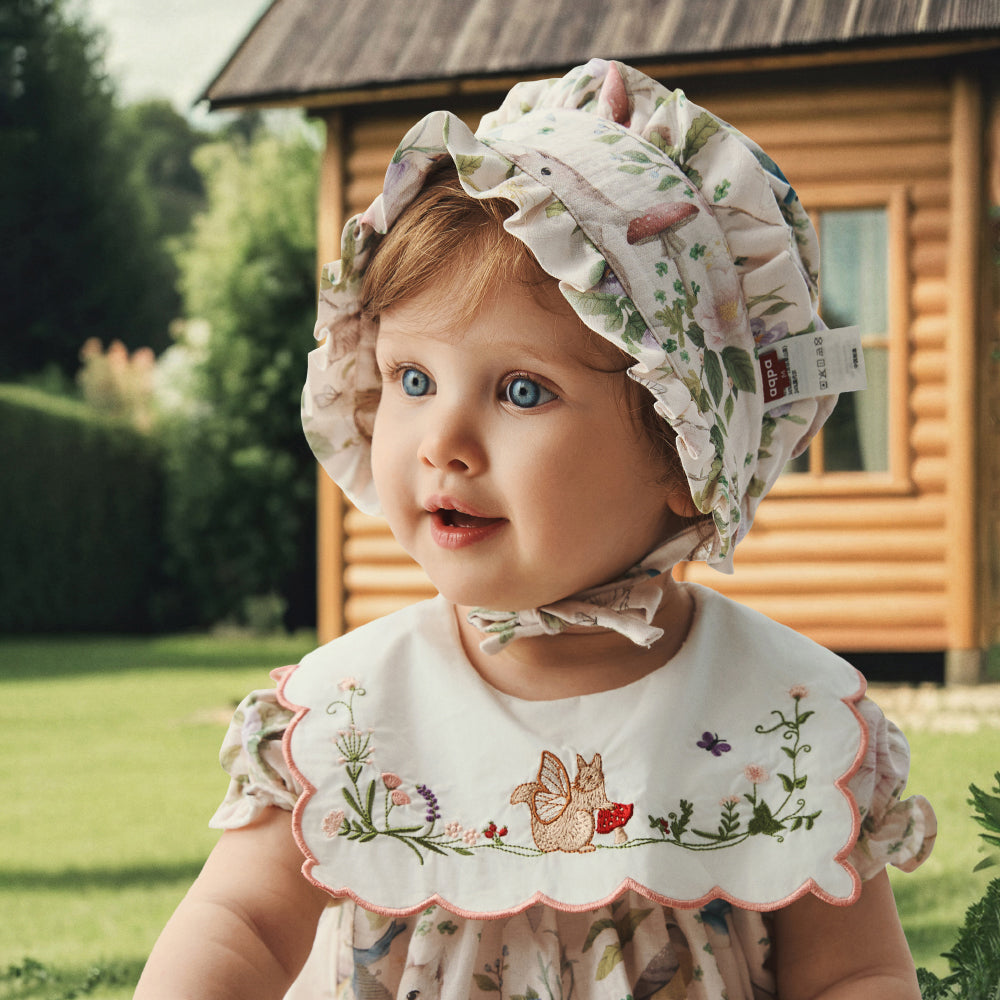 Baby Girl Bonnet – Floral Sun Hat with Ruffle Trim | 6–24M 🌼👒