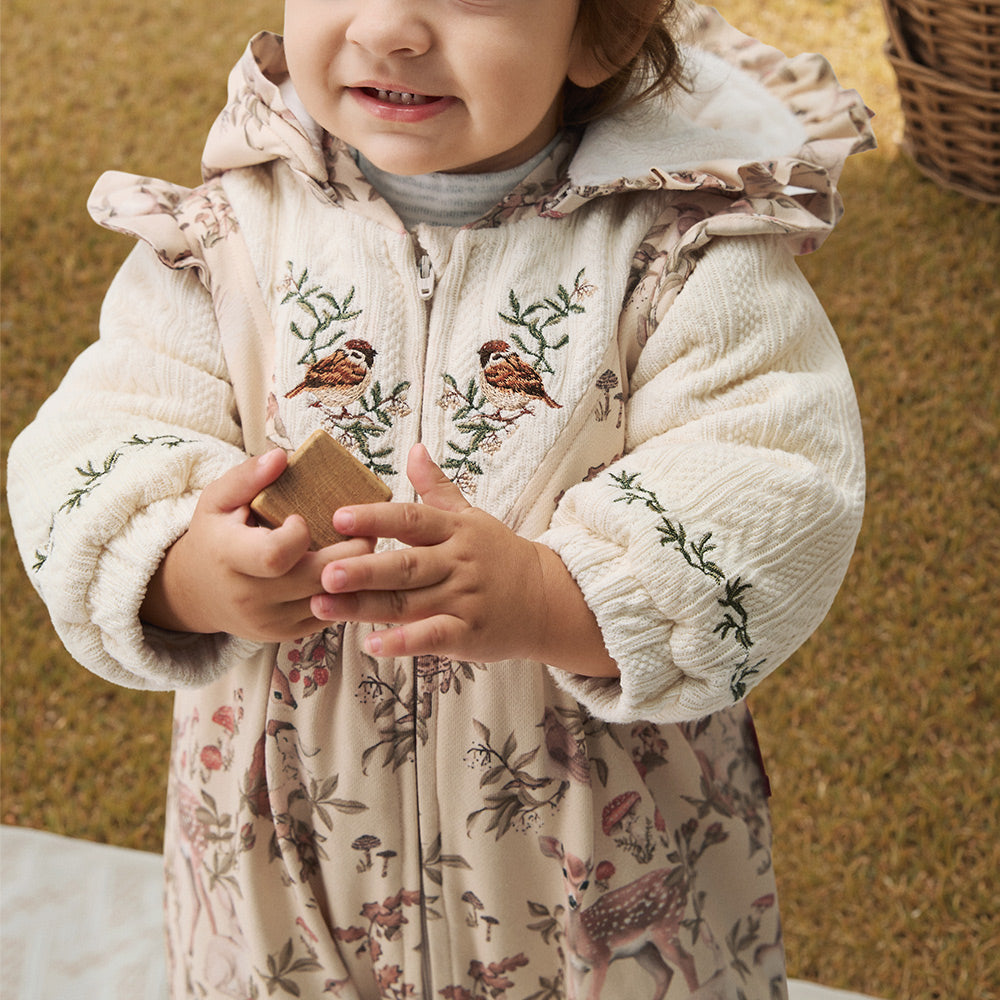 Soft Cotton Baby Romper with Vintage Floral Print | Lightweight Padded One-Piece (5°C–15°C)