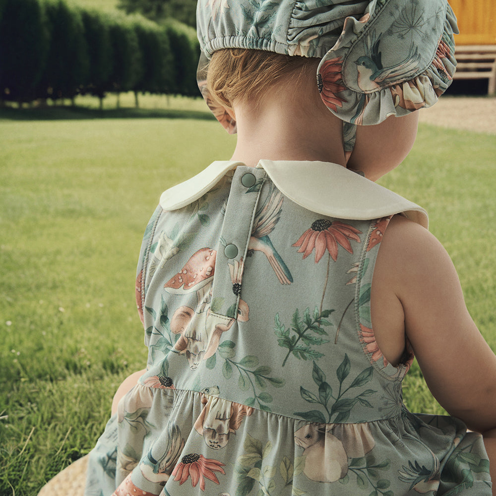 Hand Smocked Sleeveless Romper in green (3-18mths)