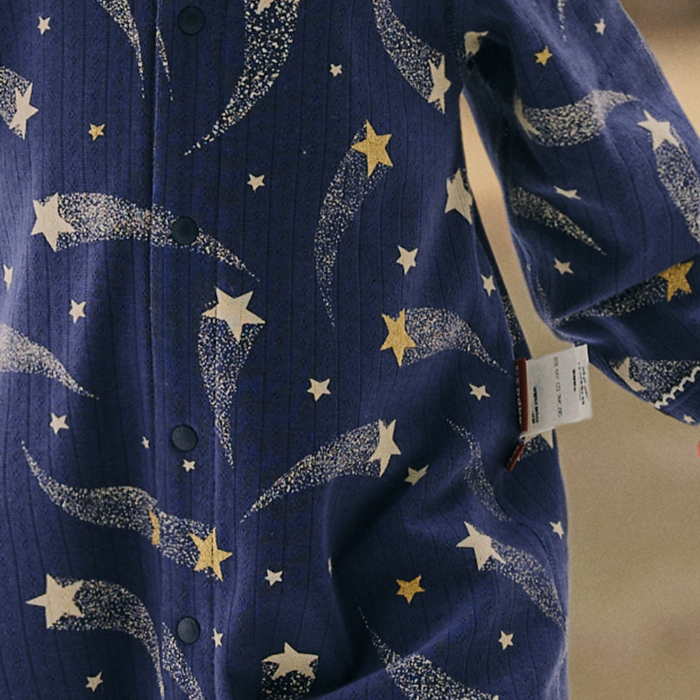 Starry Night – Cotton Baby Romper with Shooting Star Print