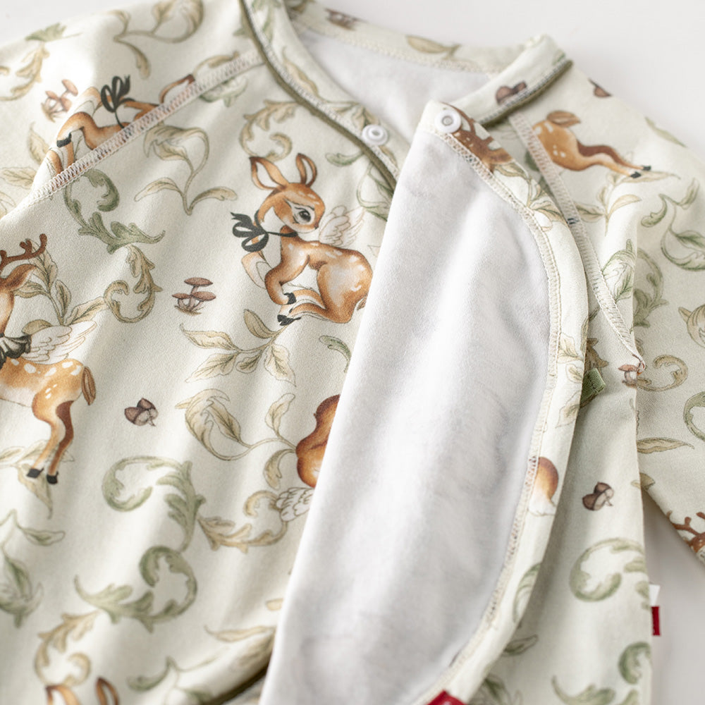 Lucky Deer Kimono Footed Onesie