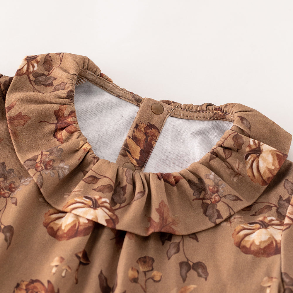 Autumn Floral Ruffle Collar Baby Top
