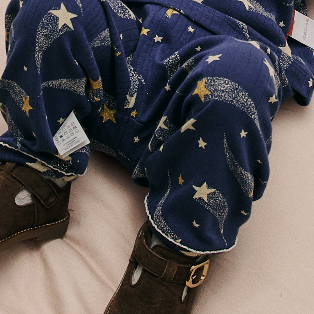Starry Night – Cotton Baby Lounge Set with Shooting Star Print