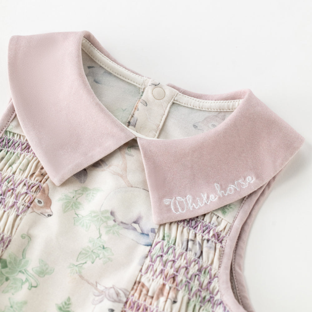 🌿 Woodland Smocked Baby Romper | Ultra-Soft Modal