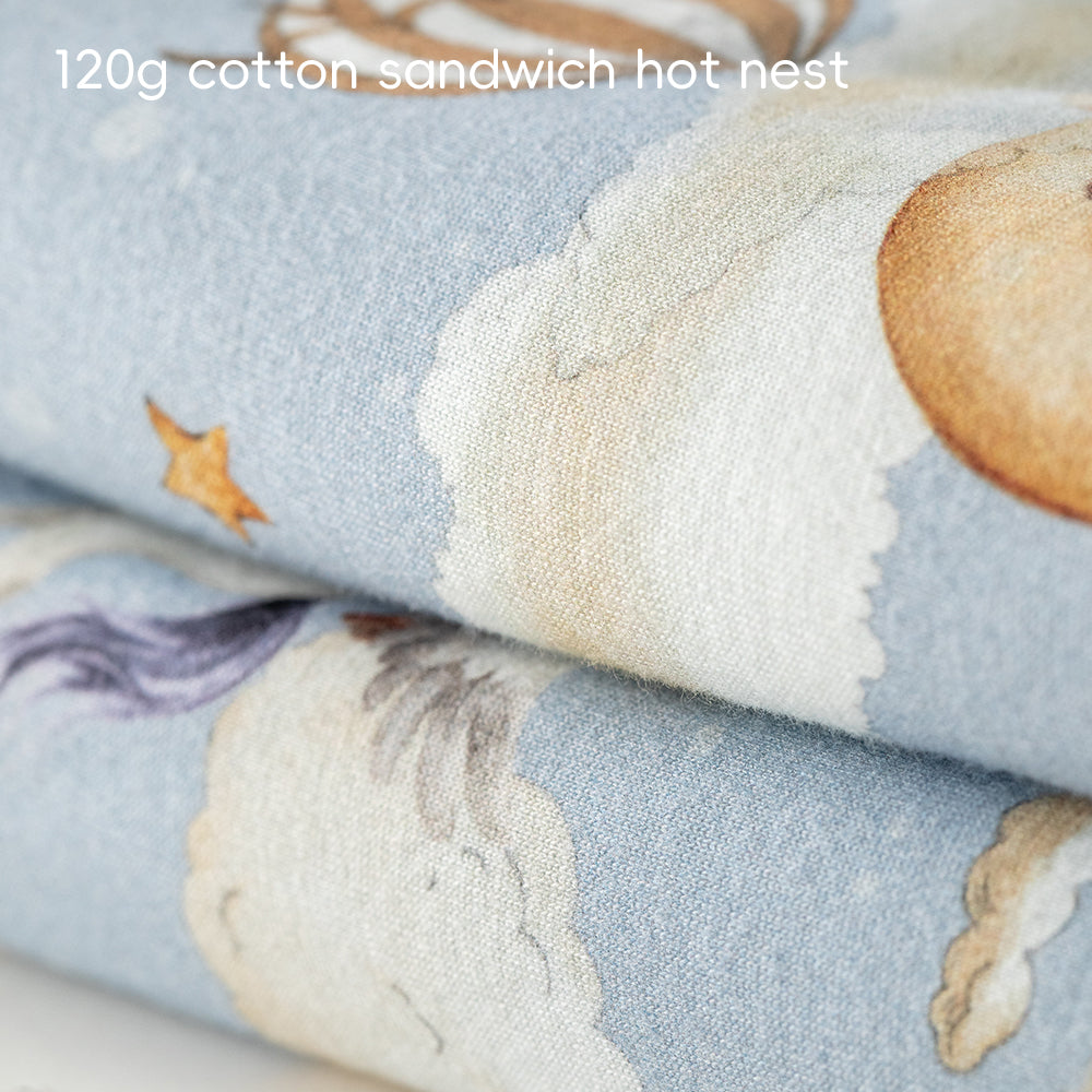 Soft Cotton Baby Romper with Hot Air Balloon Print | Cozy Lightweight One-Piece (10°C–15°C)