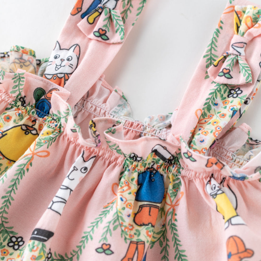 🐱 Kitty Fun Baby Top – Soft Cotton with Ruffle Straps | Baby Girl Summer Tank 🌸