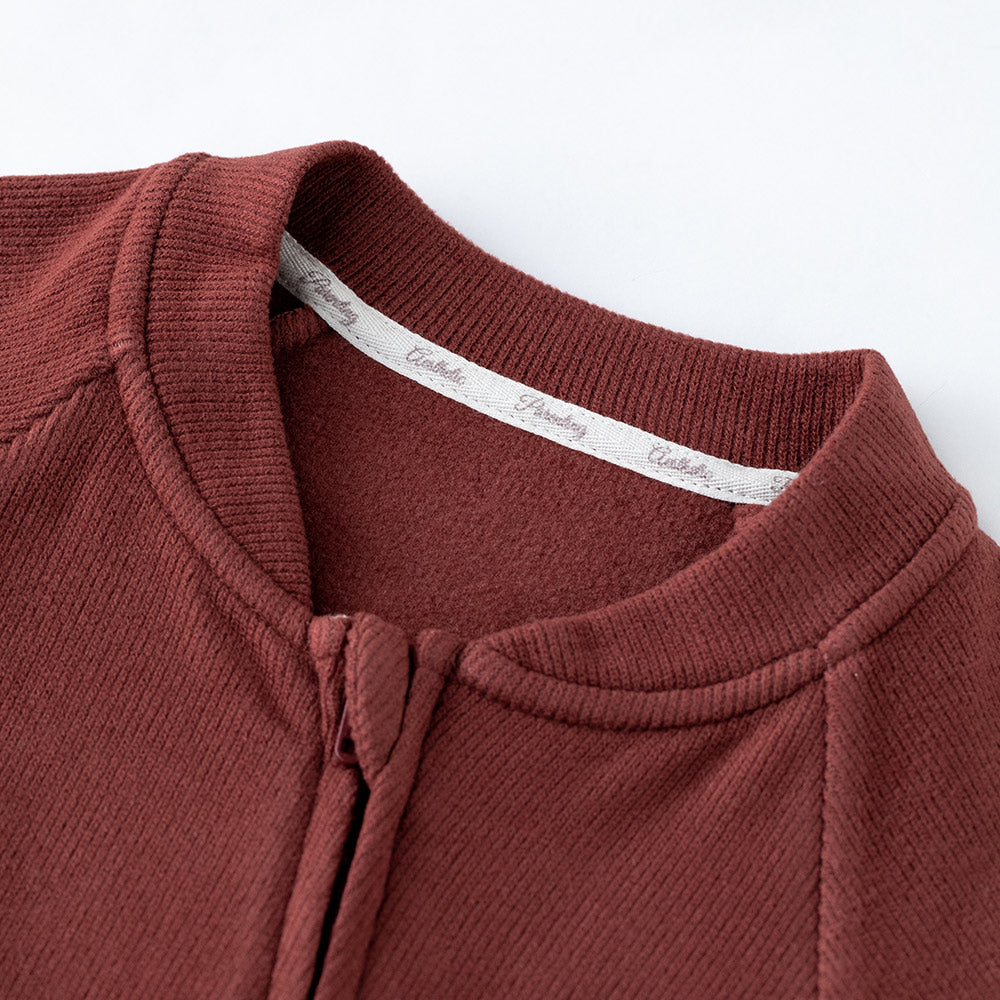 Wool-Blend Warmth | Cozy Fleece-Lined | YKK Zipper | Grey Baby Romper