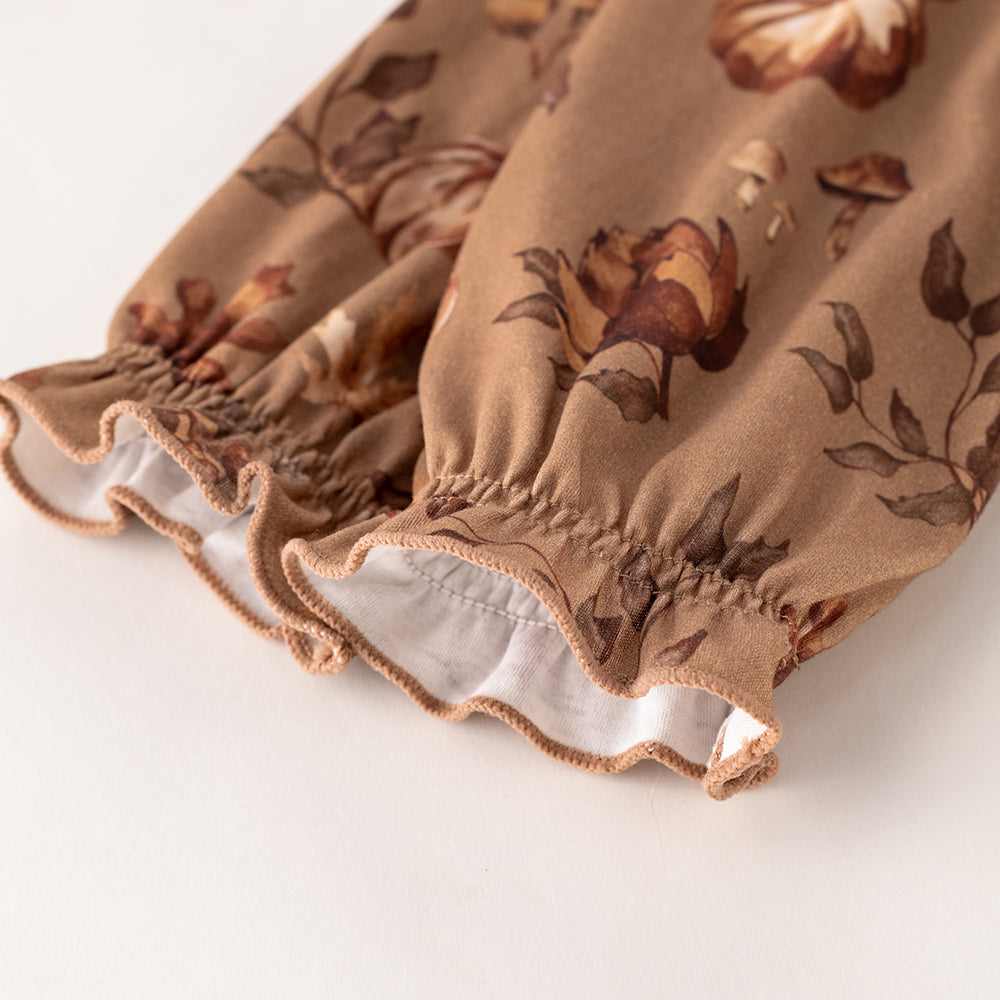 Autumn Floral Ruffle Collar Baby Top