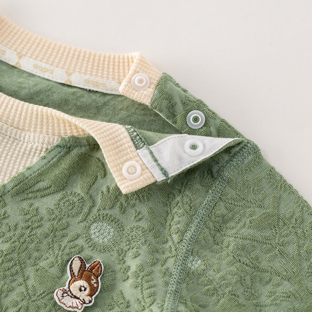 Forest Green Baby Jacquard Two-Piece Set – Embroidery Detail