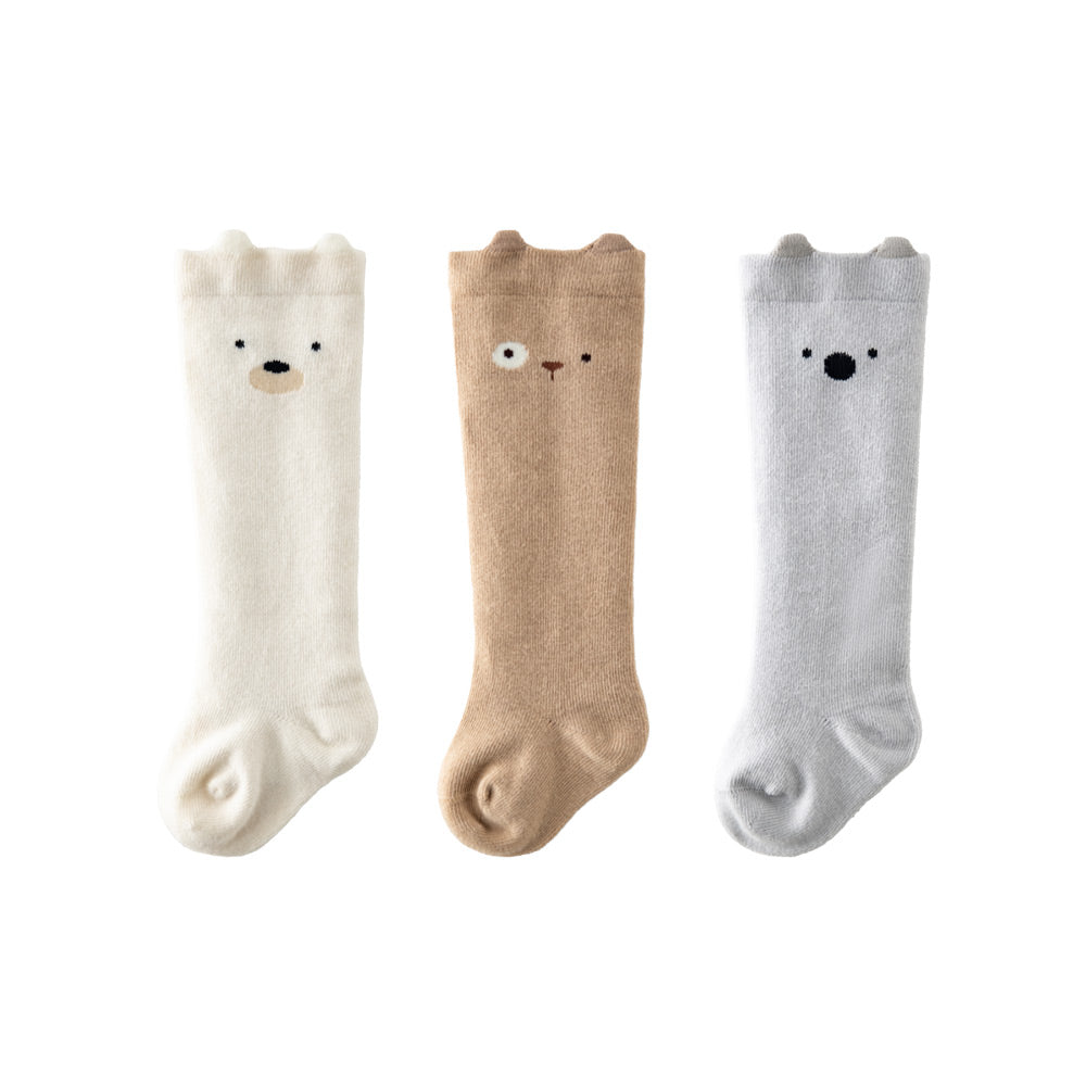 3-Pack Soft Cotton Blend Animal Knee Socks for Babies