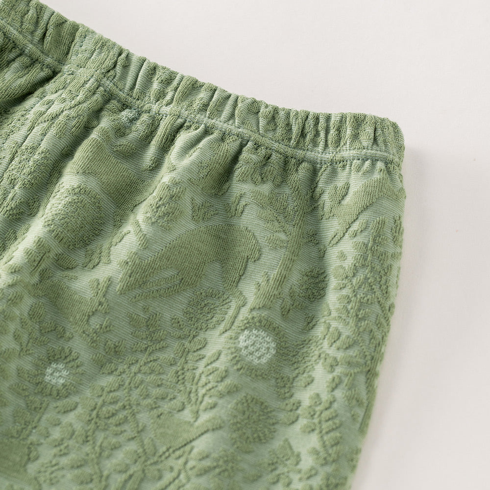 Forest Green Baby Jacquard Two-Piece Set – Embroidery Detail