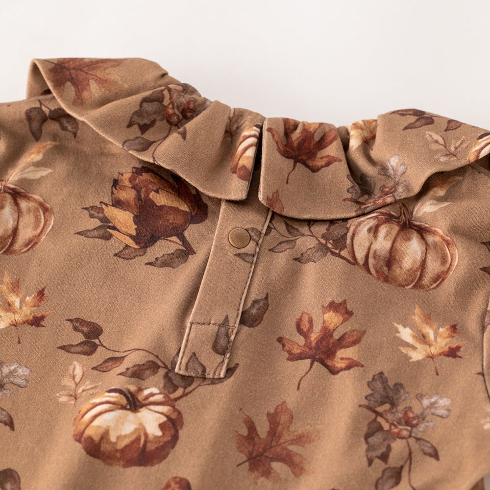 Autumn Floral Ruffle Collar Baby Top