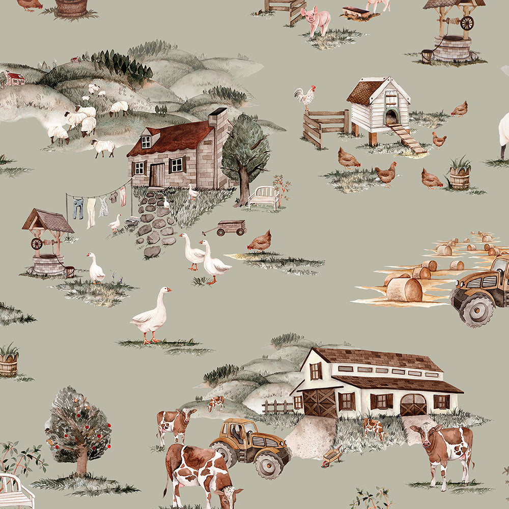 Lightweight Cotton Baby Romper with Countryside Print | Cozy Padded One-Piece for Mild Winter (5°C~15°C)