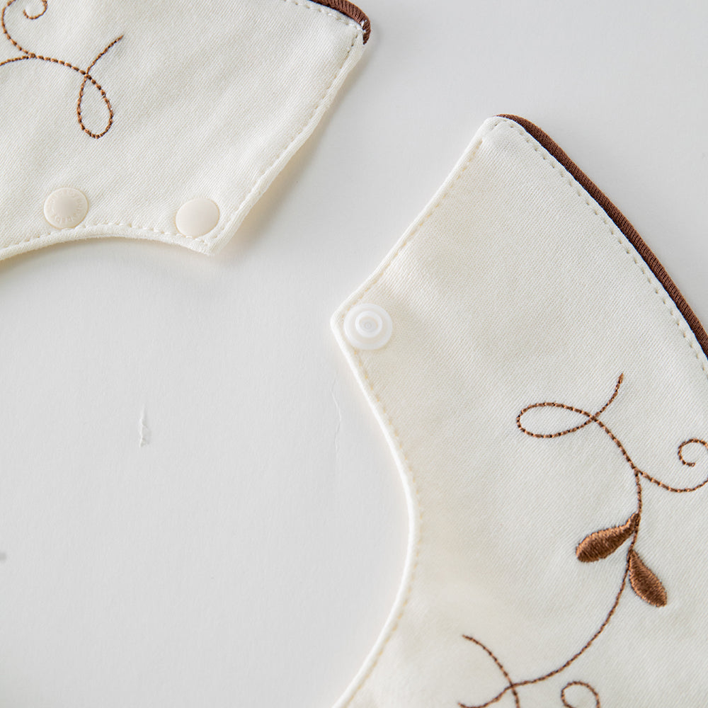 Cotton Baby Bib with Embroidered Woodland Animals – Soft & Gentle for Sensitive Skin
