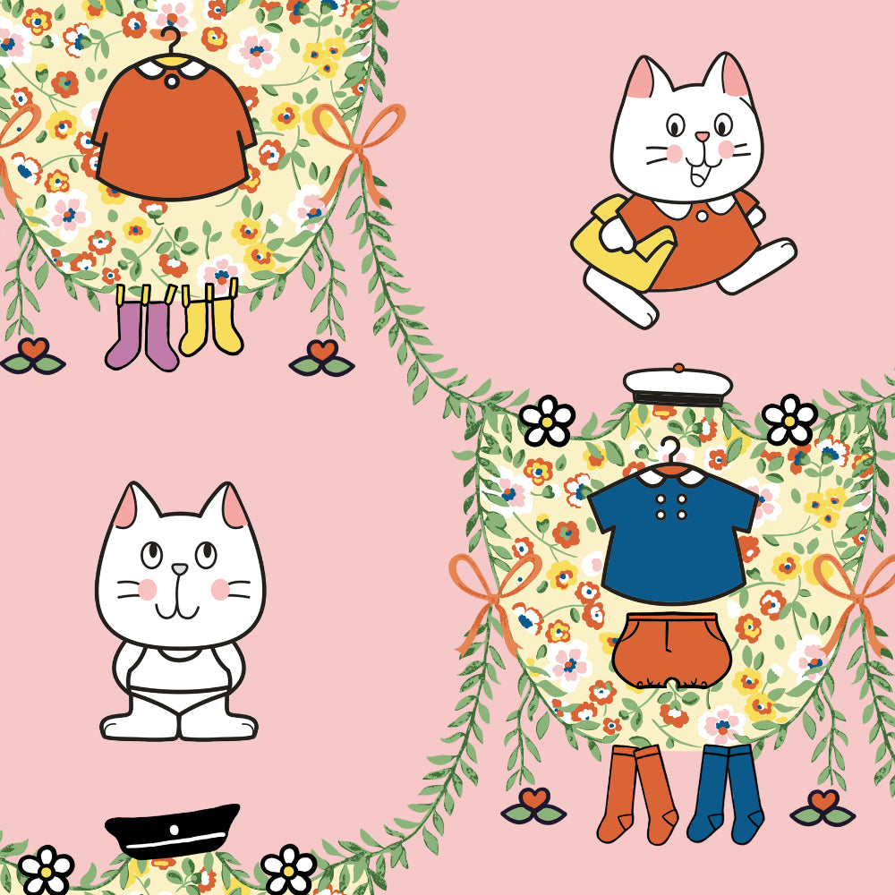 🐾 Meow & Friends Baby Romper 🦄 Soft Cotton One-Piece for Baby Girls | Cute Kitty Print & Ruffle Details ✨