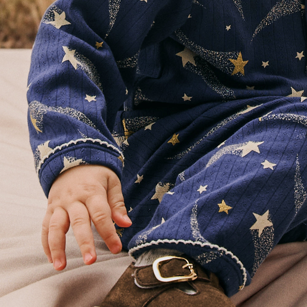 Starry Night – Cotton Baby Lounge Set with Shooting Star Print