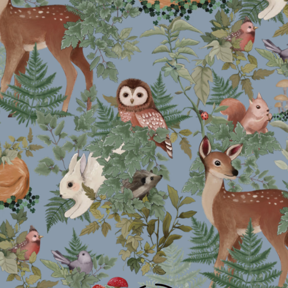 100% Long-Staple Cotton Baby Romper – Woodland Animal Print with YKK Zipper