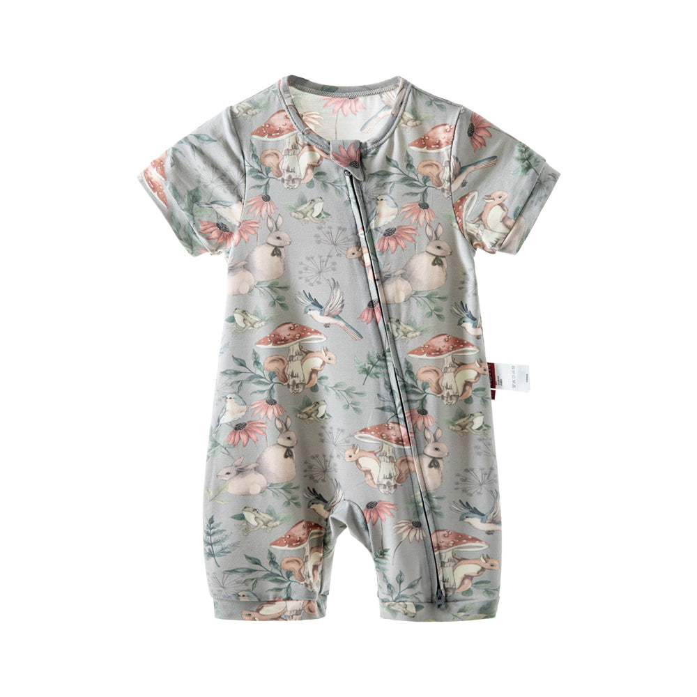 🌸 Soft & Cozy Lenzing Modal Zip-Up Romper for Baby | Nature-Inspired Print | Breathable & Sustainable 🌿