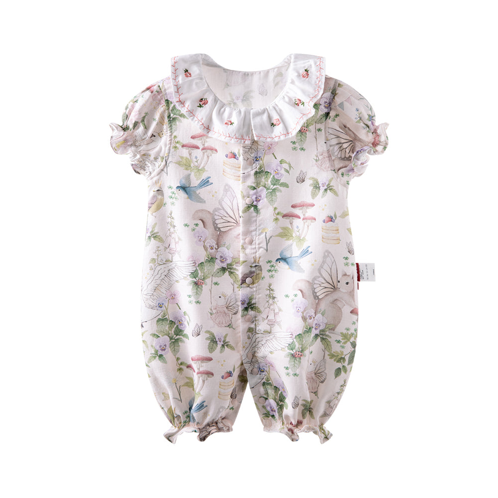 🌿 Fairy Garden Muslin Romper - Soft, Airy, Full of Whimsy 🌿