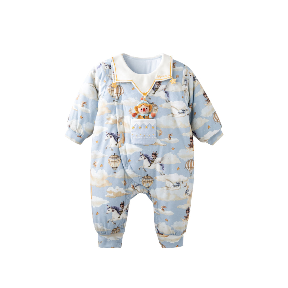 Soft Cotton Baby Romper with Hot Air Balloon Print | Cozy Lightweight One-Piece (10°C–15°C)