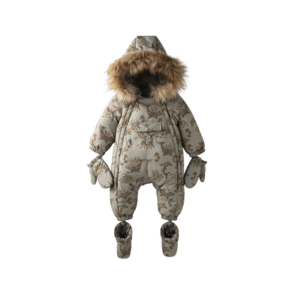 Premium Goose Down Baby Snowsuit | Waterproof Winter Romper with Faux Fur Hood (-10°C~10°C)