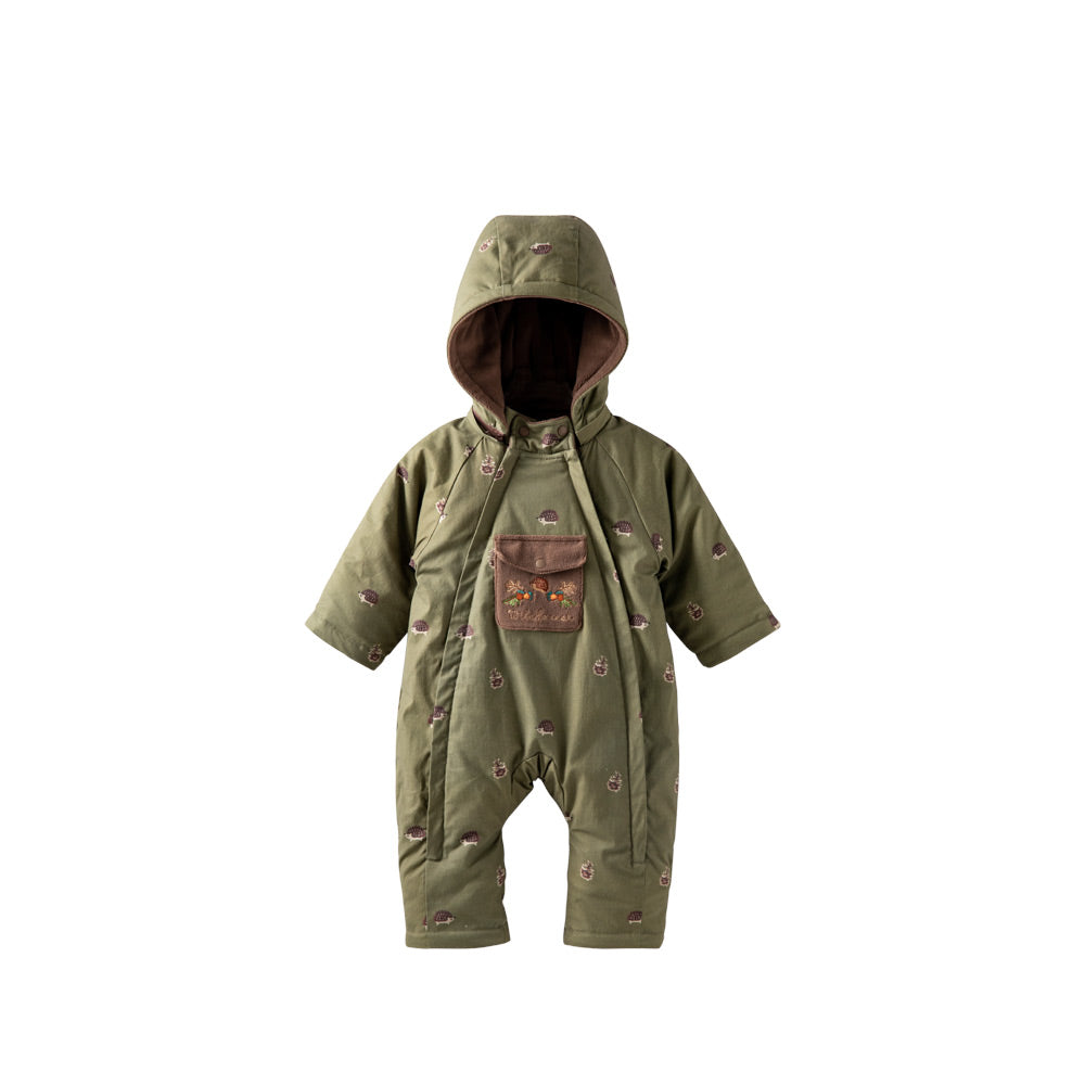 Cozy Hedgehog Winter Fleece-Lined Baby Snowsuit — Warm, Windproof & Easy-Clean One-Piece for Outdoor Play (0°C–15°C)
