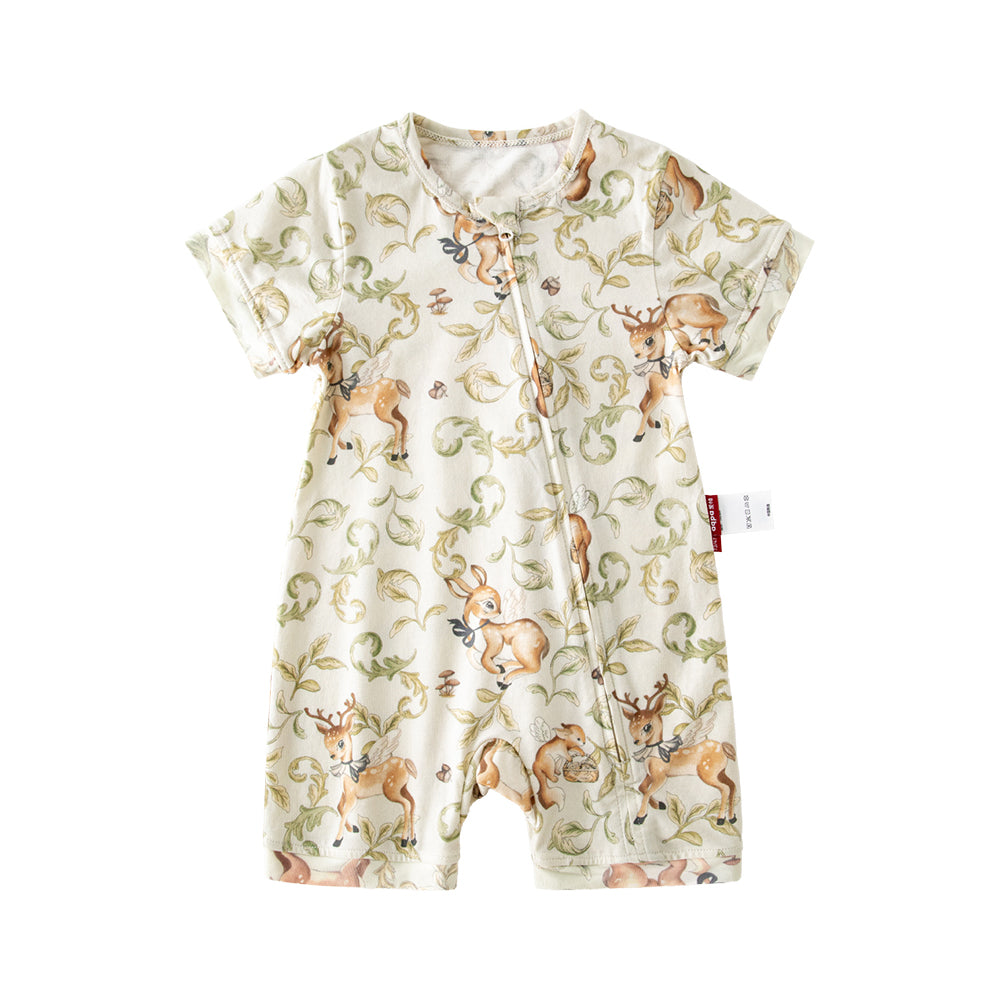 🐰 Enchanted Woodland Zip-Up Romper for Baby | Soft & Breathable | Ideal for Sweet Dreams 🌸
