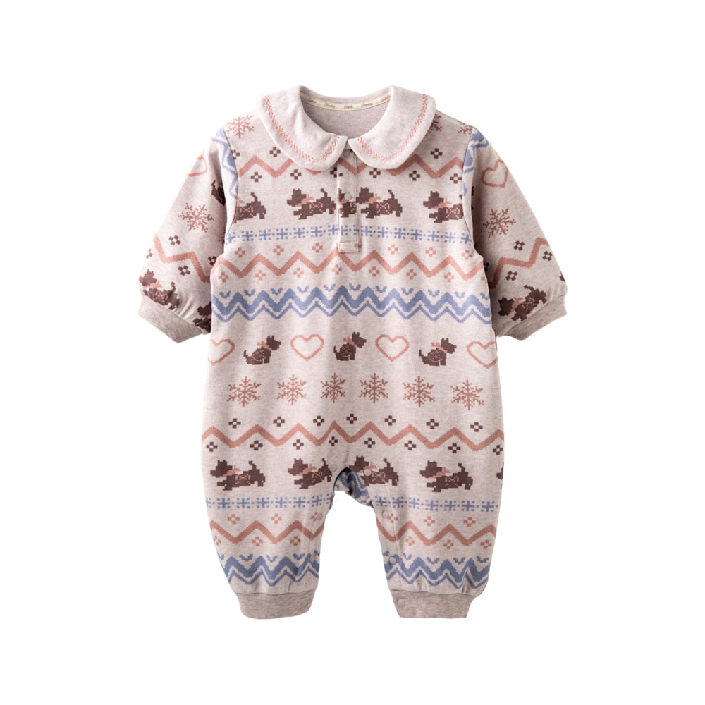 Fair Isle Pattern + Brushed Cotton Finish + Baby Romper
