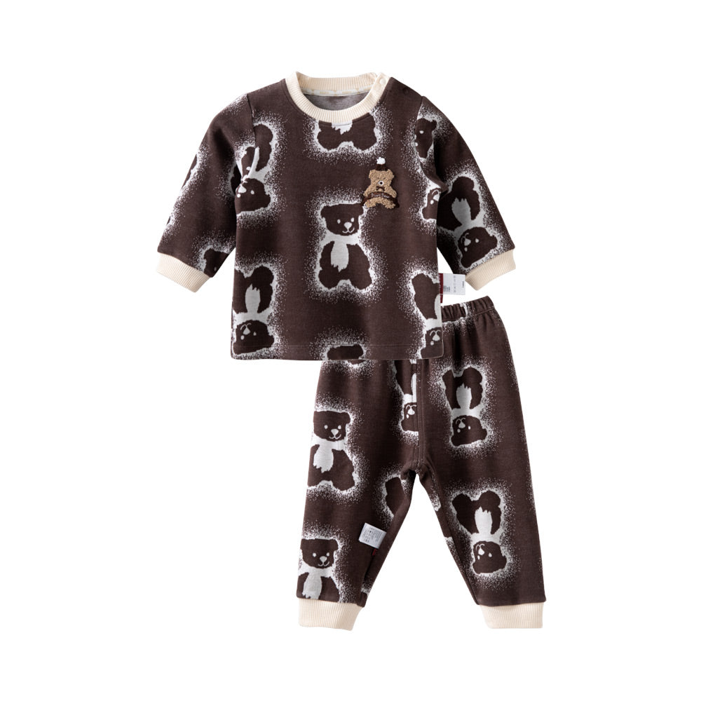 Teddy Bear Knit Set | Dual-Tone Yarn | Textured Jacquard Baby Outfit