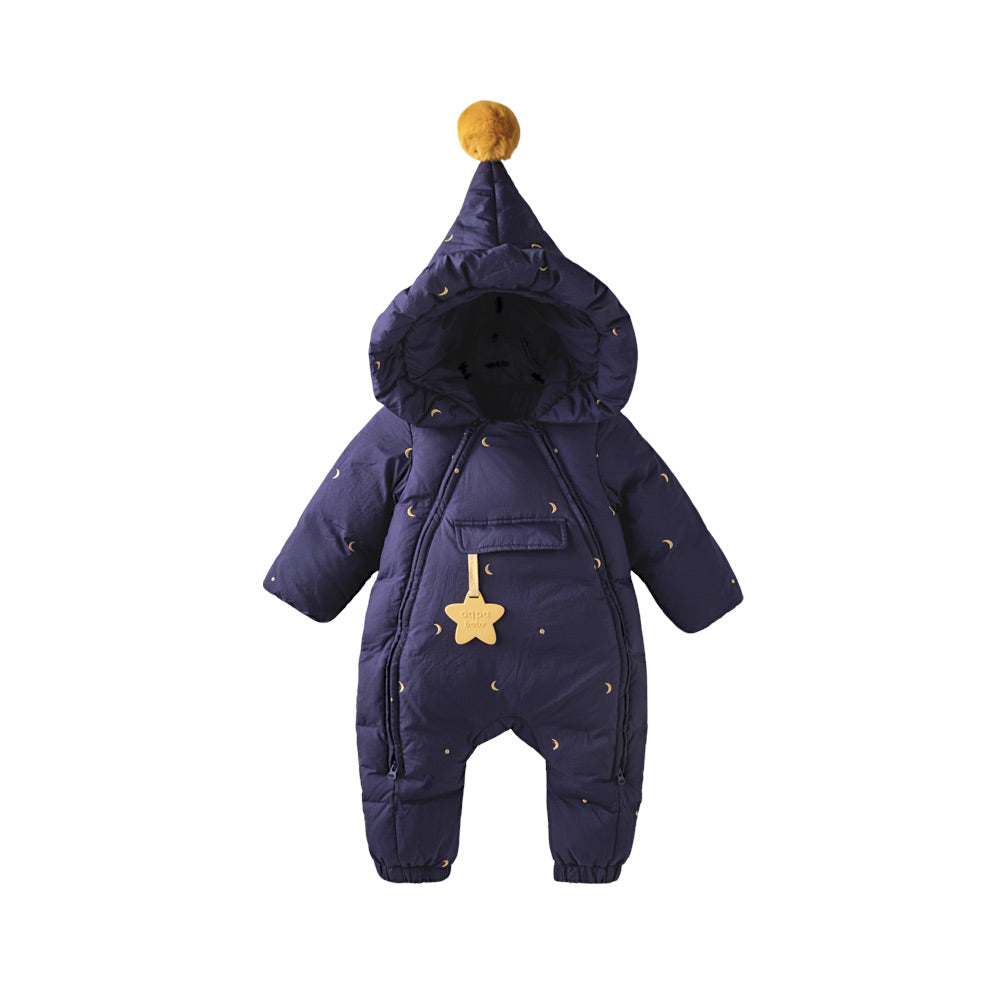 90% Down Baby Snowsuit with Cloud Embroidery | Lightweight Waterproof One-Piece (-5°C to 10°C)