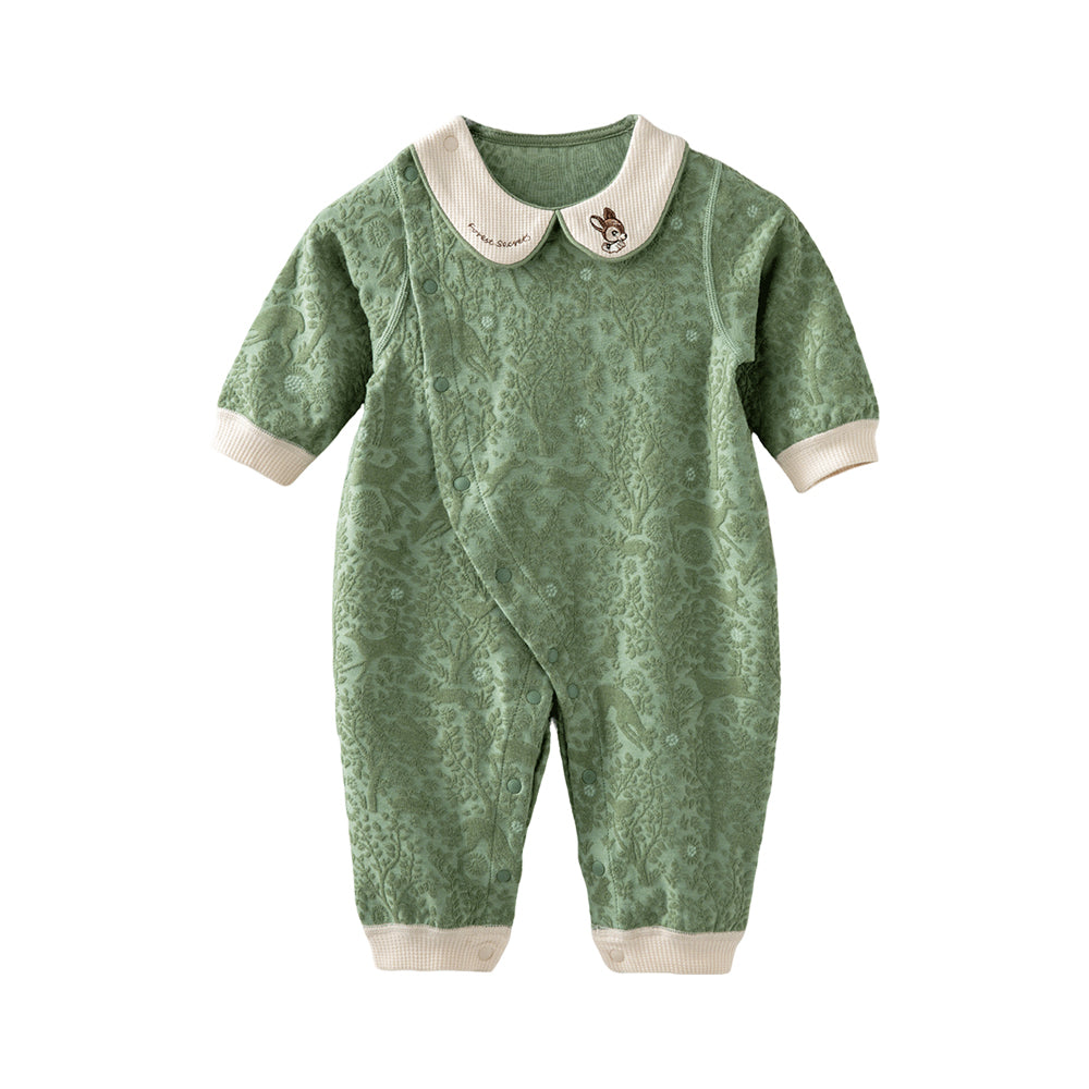 Baby Long Sleeve Jumpsuit – Embossed Jacquard Fabric for a Luxe Look