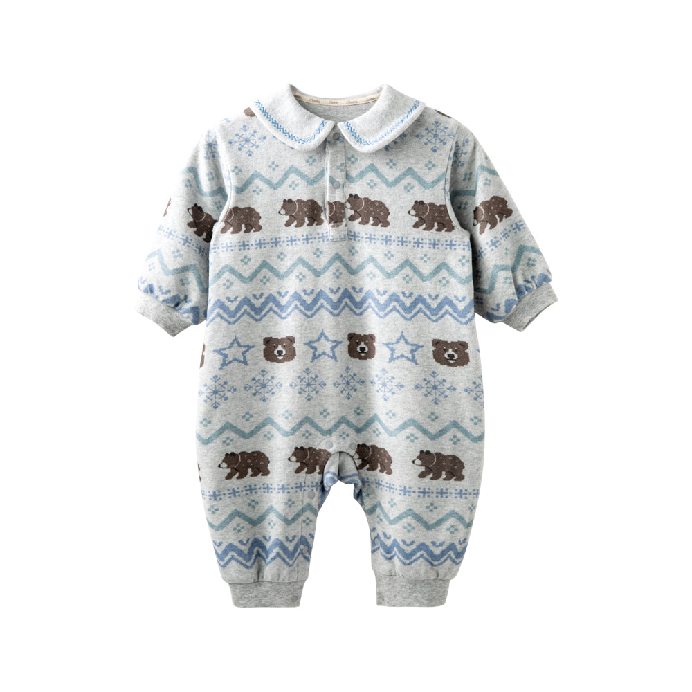 Fair Isle Pattern + Brushed Cotton Finish + Baby Romper