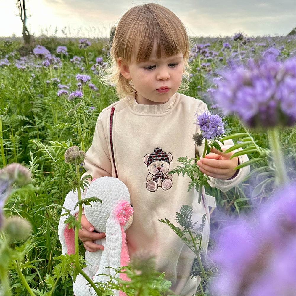 Embroidered Teddy Bear + Cozy Fleece Lining + Baby Romper