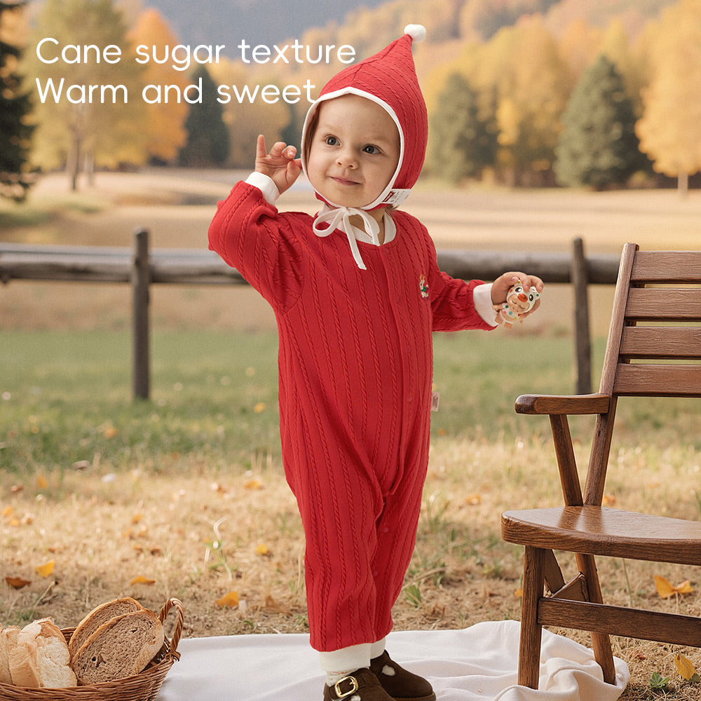 Christmas Reindeer Embroidery + Candy Cane Knit + Baby Romper