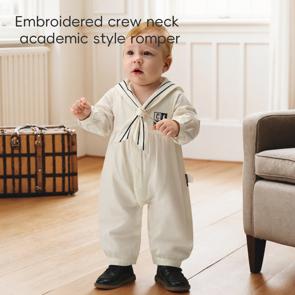 Embroidered Badge + Sailor Collar + Baby Romper