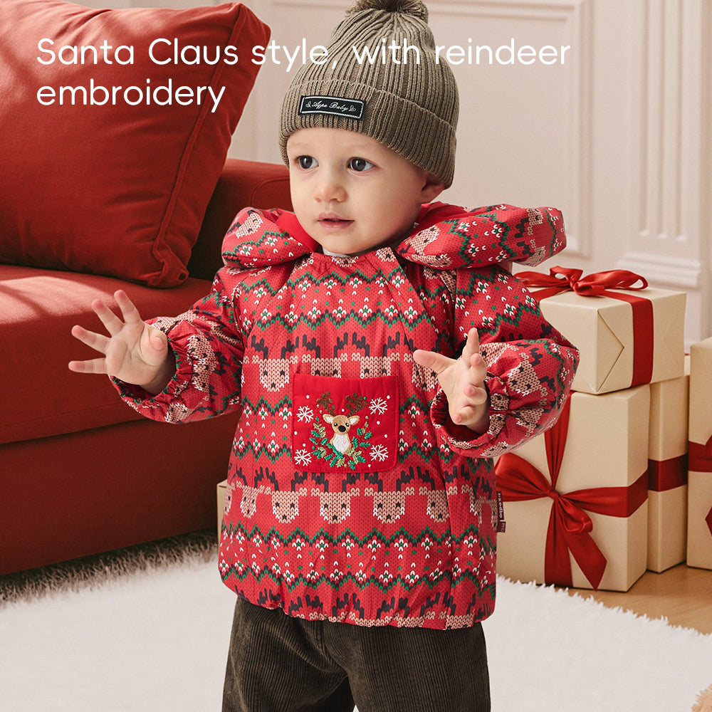 Waterproof Baby Ski Jacket with Reindeer Embroidery | Warm & Windproof Winter Coat (5°C–15°C)