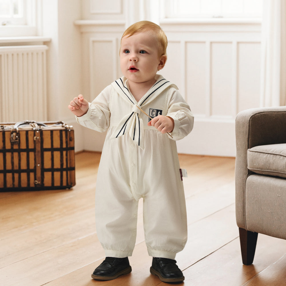 Embroidered Badge + Sailor Collar + Baby Romper