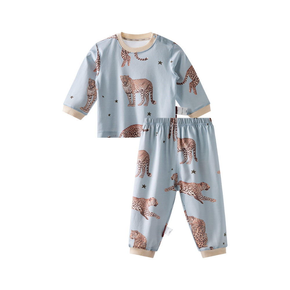 🍂 Woodland Dreams – Cotton Baby Lounge Set with Bunny & Squirrel Print