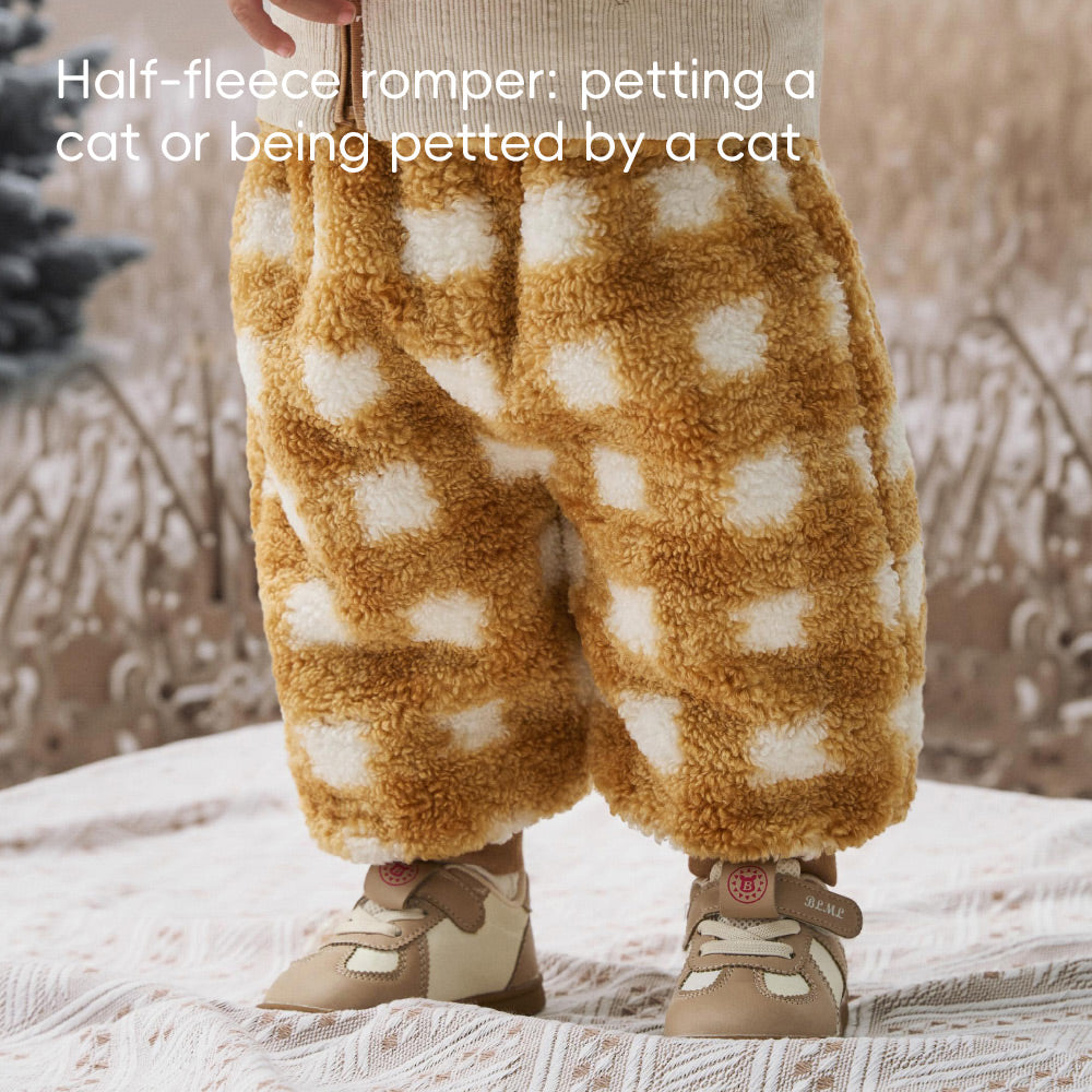Cozy Teddy Fleece Baby Pants with Checkered Pattern | Soft Warm Winter Bottoms (5°C–20°C)