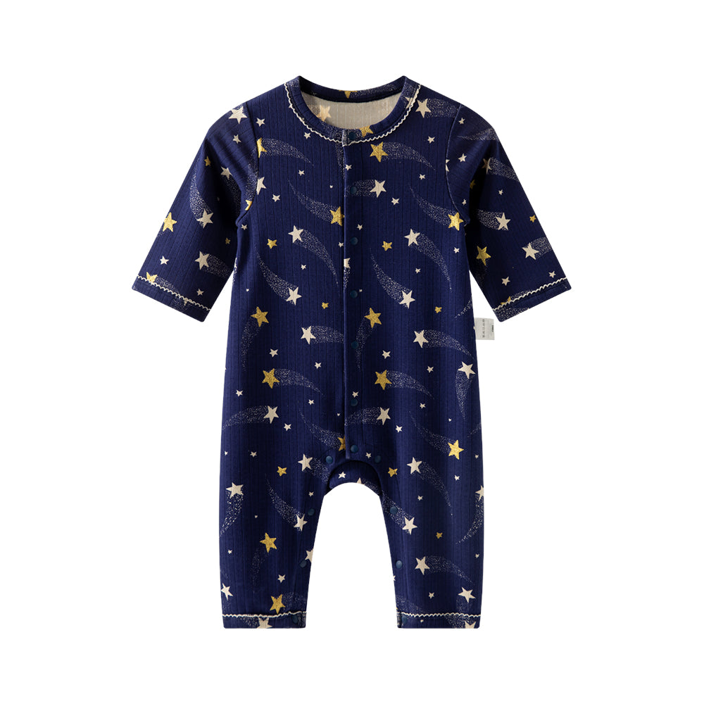 Starry Night – Cotton Baby Romper with Shooting Star Print