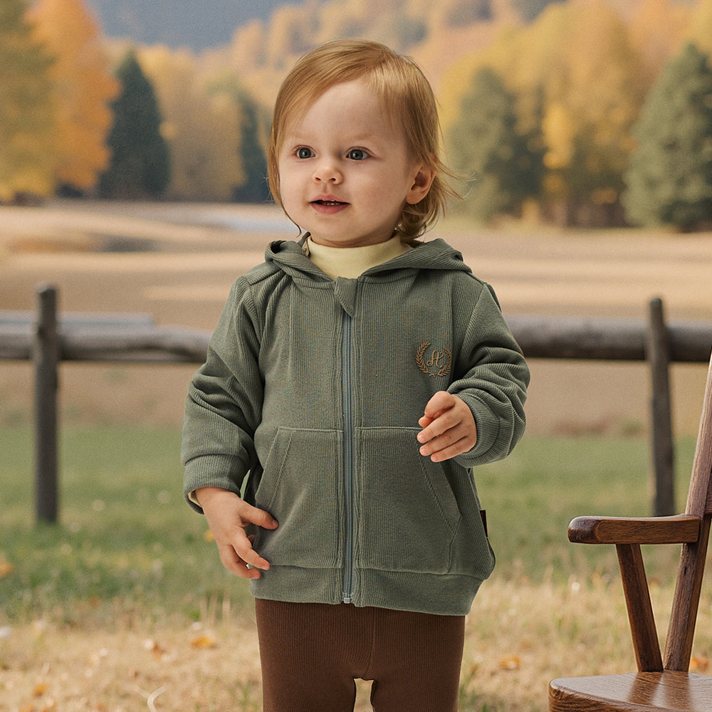 Wool Blend Baby Hoodie – Double Zipper