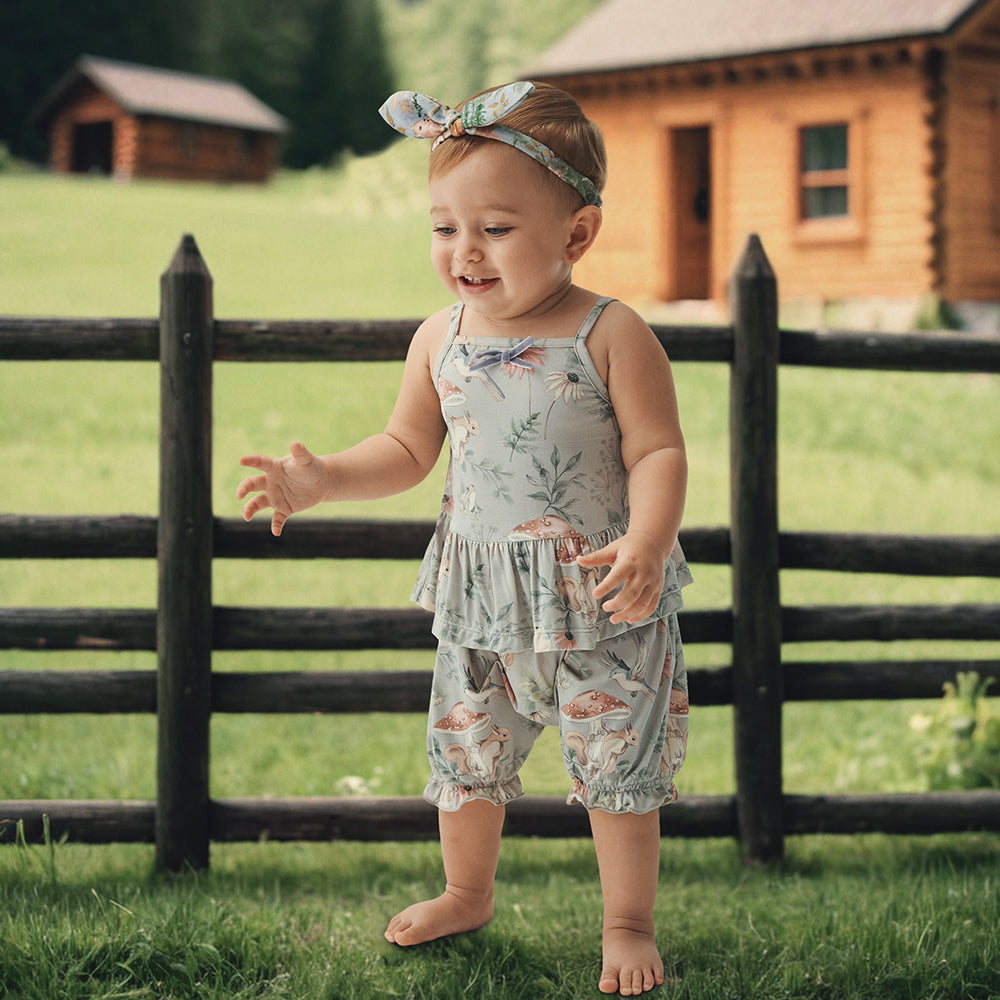 Luxurious Cotton Baby Shorts with Whimsical Woodland Print – Soft & Comfy for Playful Days