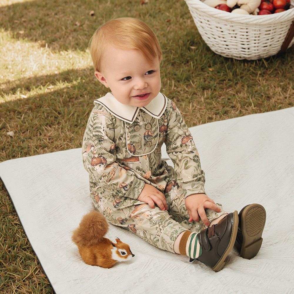 Baby Cotton Peter Pan Top – Decorative Buttons, Breathable Comfort & Su-Style Embroidery | Safe & Gentle for 23°C–28°C