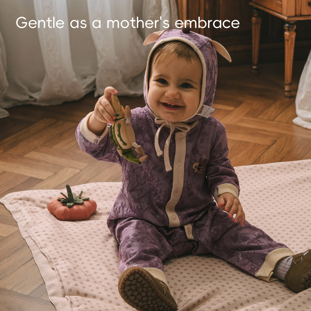 Jacquard Embossed Fabric + Butterfly Embroidery + Baby Romper