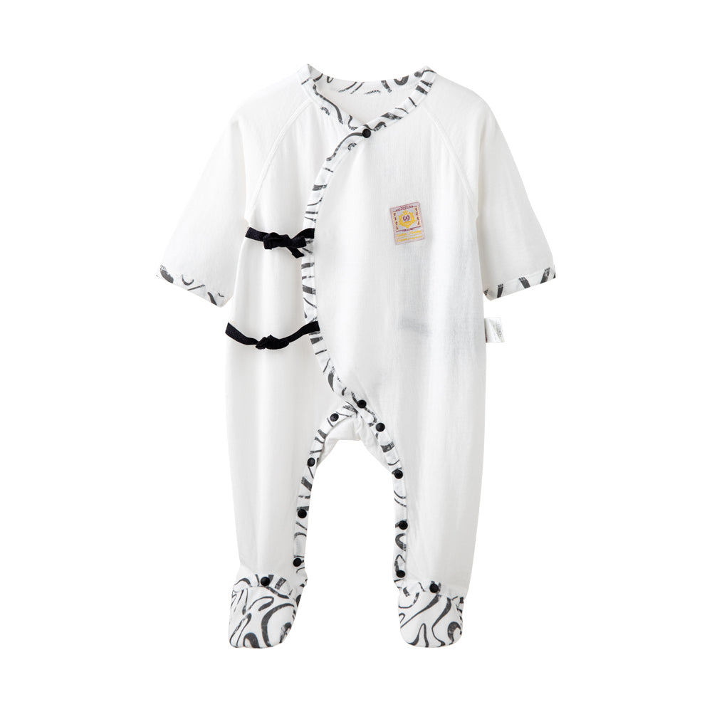 🌊 Gentle Start – Newborn Island Cotton Kimono Romper