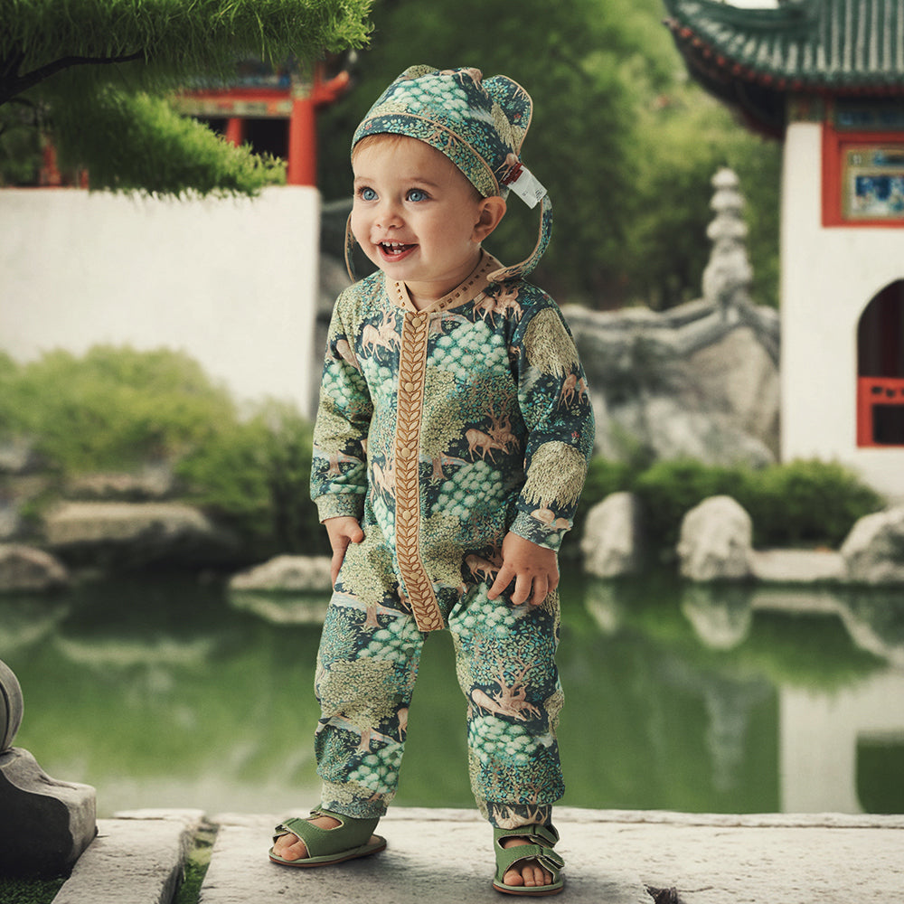 Traditional Charm: Baby's Gentle Journey in Nature