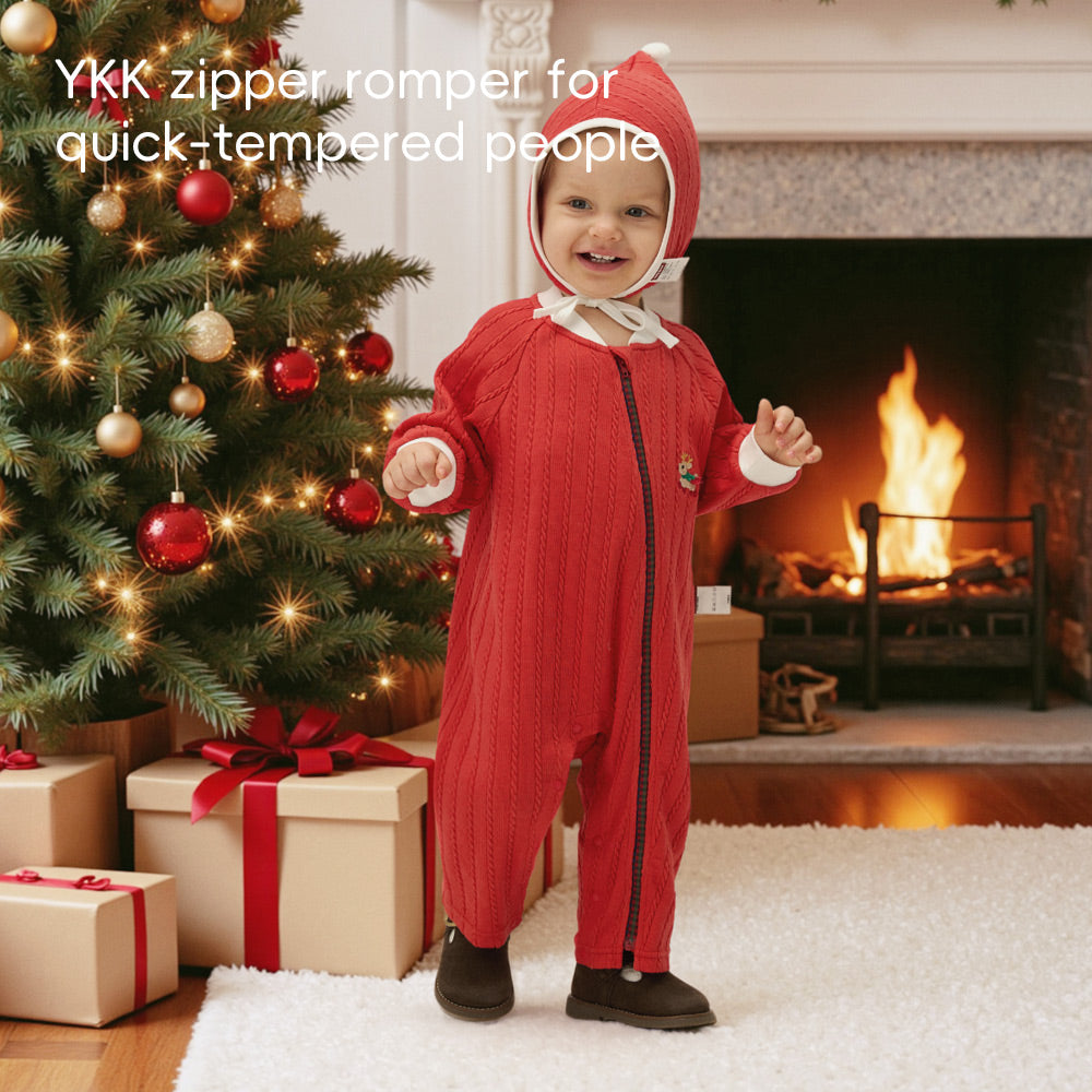 Custom-Dyed Fabric + Reindeer Embroidery + Christmas Baby Romper