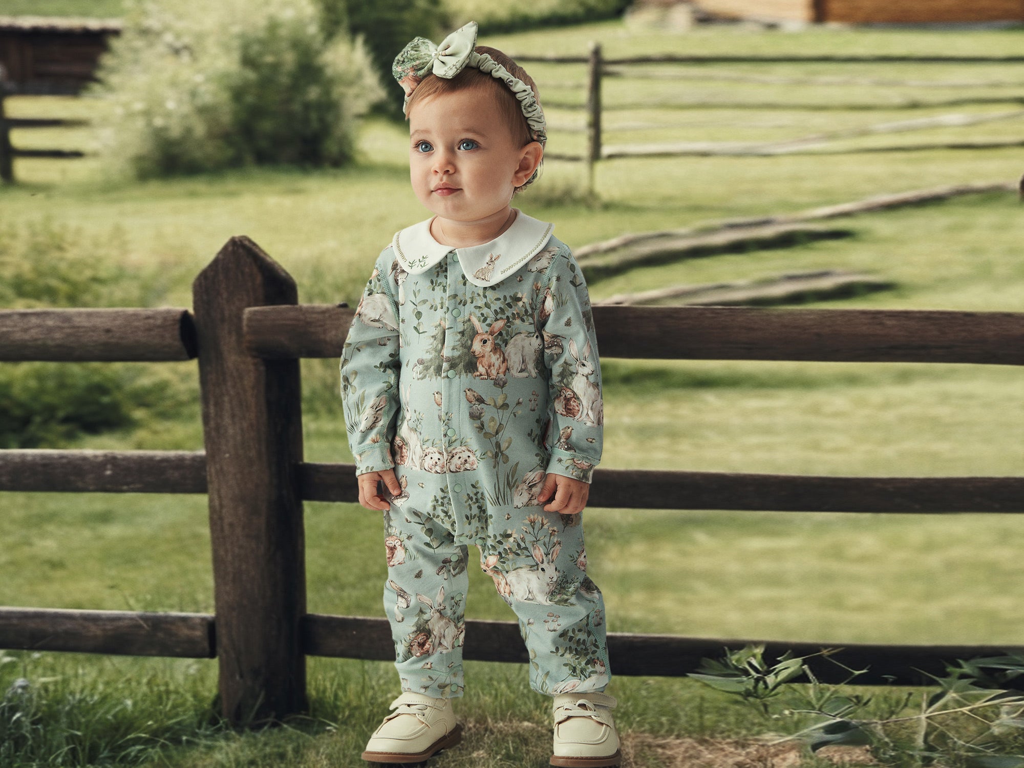 Forest Friends Embroidered Baby Romper