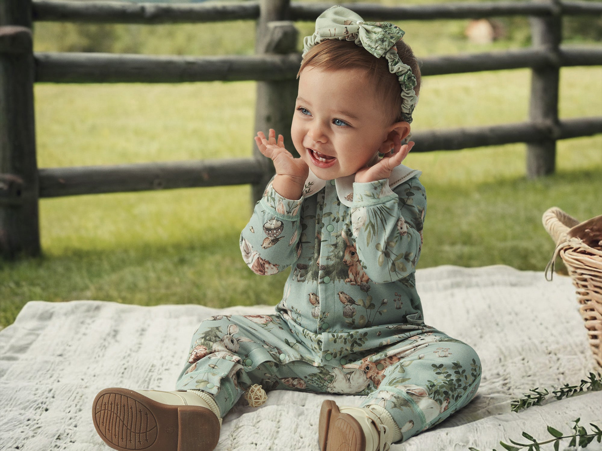 Forest Friends Embroidered Baby Romper