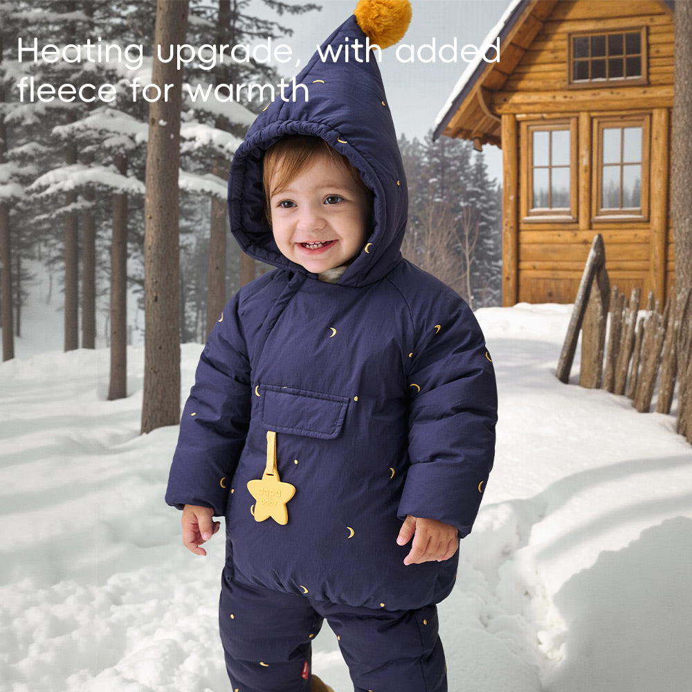 90% Down Baby Winter Jacket in Midnight Blue | Warm Waterproof Coat (-5°C to 10°C)